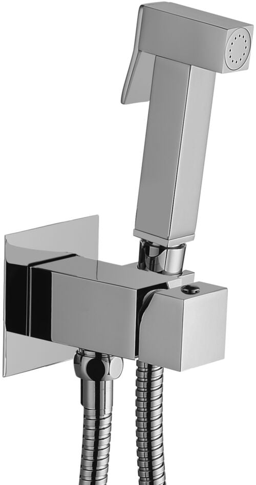 Paffoni Tweet Square Miscelatore Bidet Con Doccetta Cromo, dettaglio ravvicinato della finitura e del marchio