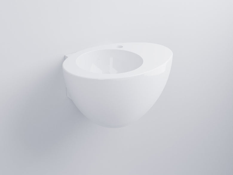 Cielo Le Giare lavabo sospeso 56x45 senza troppopieno in in ceramica e lucido ambientato su piano bagno con accessori