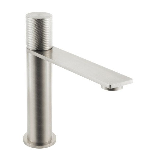 Treemme 3.6 IT9A11ISTZCL miscelatore lavabo con manopola Acciaio in acciaio inox e satinato ambientato su piano bagno con...