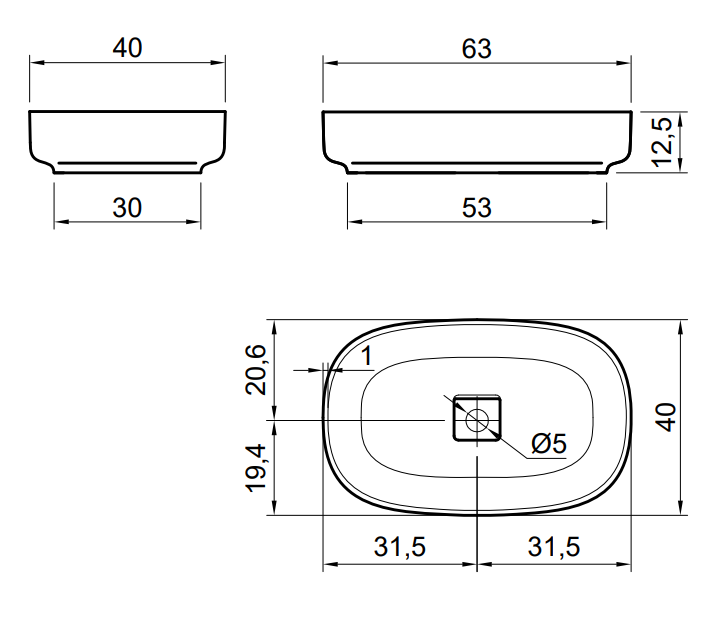 Antonio Lupi Bolomood63 Lavabo 63x40 In Flumood Bianco, vista frontale su sfondo bianco - Antonio Lupi Design