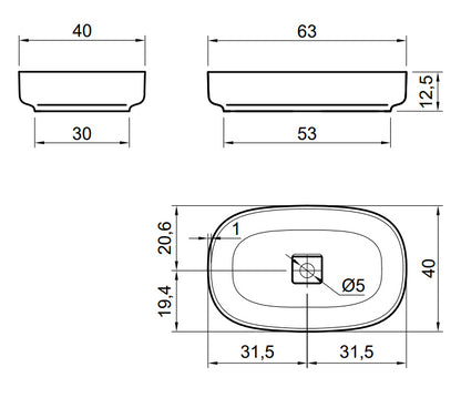 Antonio Lupi Bolomood63 Lavabo 63x40 In Flumood Bianco Lucido