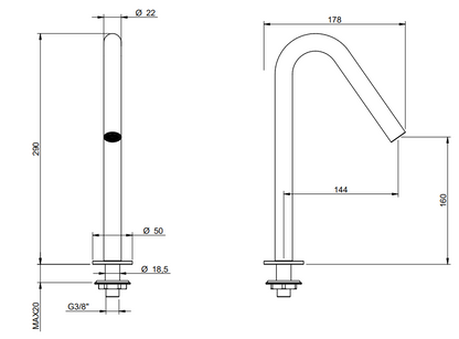Treemme 22mm bocca lavabo da appoggio inox satinato RWIT6011IS01
